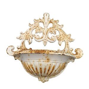 Vintage Ornate Cast Iron Wall Planter Rustic Decorative Garden Decor Piece